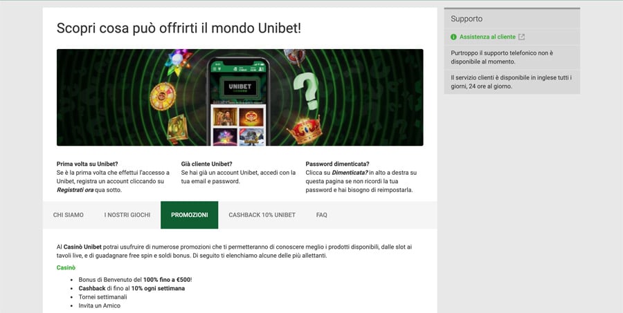 Ultimo aggiornamento Unibet