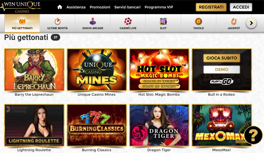 {86} Casino, Casino Live, Slot, Scommesse sportive