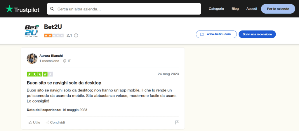 bet2u trustpilot recensione bet2u trustpilot recensione