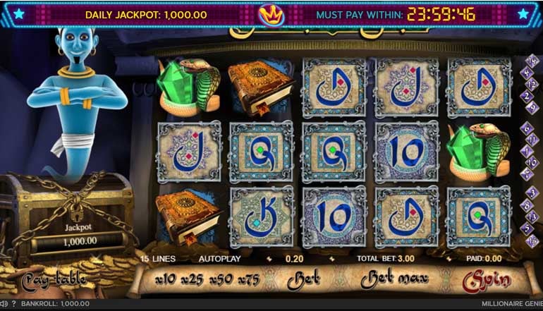 screenshot del gioco slot Millionaire Genie