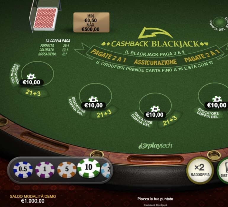 cashback blackjack