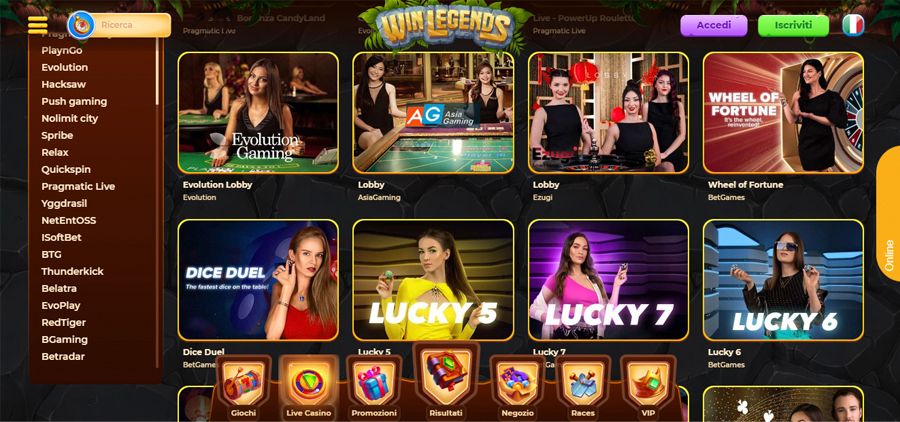 screenshot casinò winlegends dal vivo screenshot casinò winlegends dal vivo