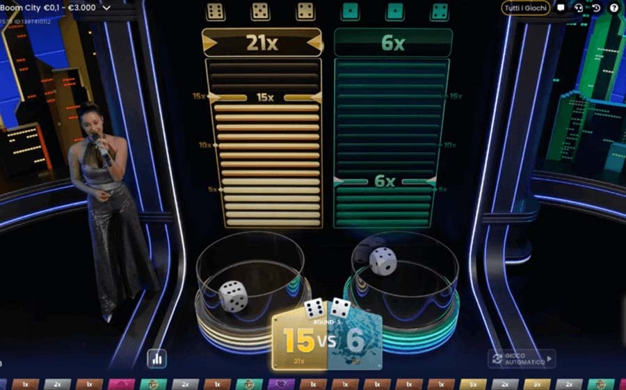{71} Boom City Live, firmato dall'affermato operatore Pragmatic Play, è offerto con grande successo da alcuni dei principali casinò online in Italia, tutti regolarmente autorizzati da ADM (ex AAMS).