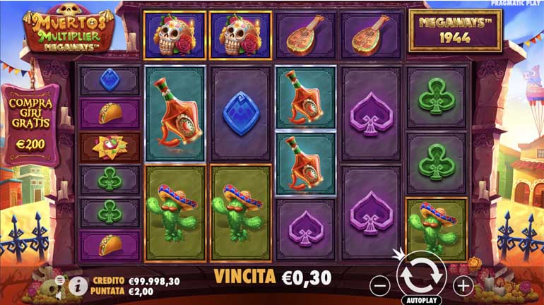 Screenshot della video slot Muertos Multipliers Megaways.