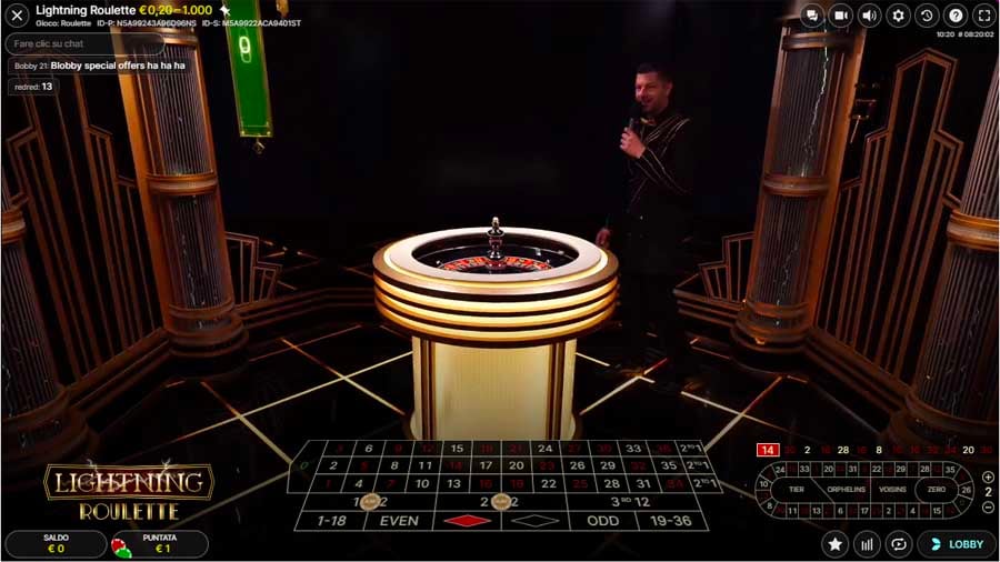 {60} <strong>Lightning Roulette</strong> offre un'esperienza straordinaria e ricca di adrenalina, introducendo un nuovo elemento a una classica struttura di roulette. Come per la roulette tradizionale, il gioco si svolge su un cilindro con 37 sezioni numerate da 0 a 36. I giocatori collocano le loro fiches sul tavolo virtuale: quando l'area superiore del tavolo è verde, si possono effettuare scommesse; quando diventa rossa, le puntate sono chiuse.