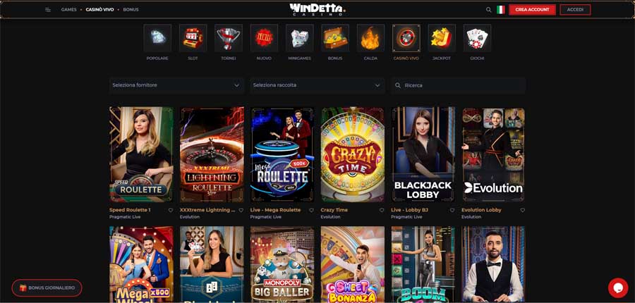 screenshot giochi live windetta giochi live windetta
