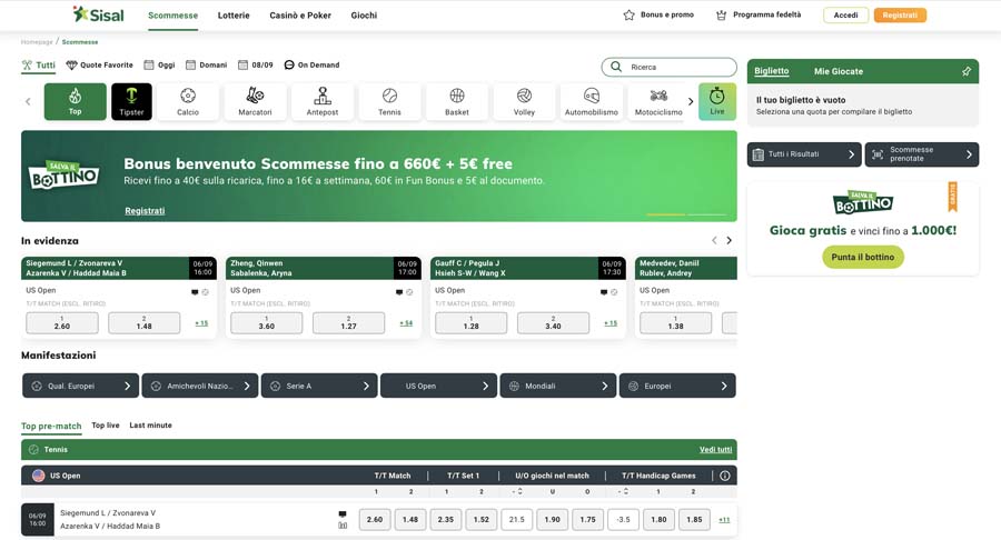 {65} screenshot sisal scommesse sportive