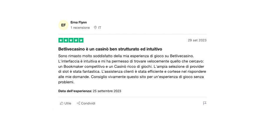 {85} Offerte e Promozioni offerte da BetLive Casino