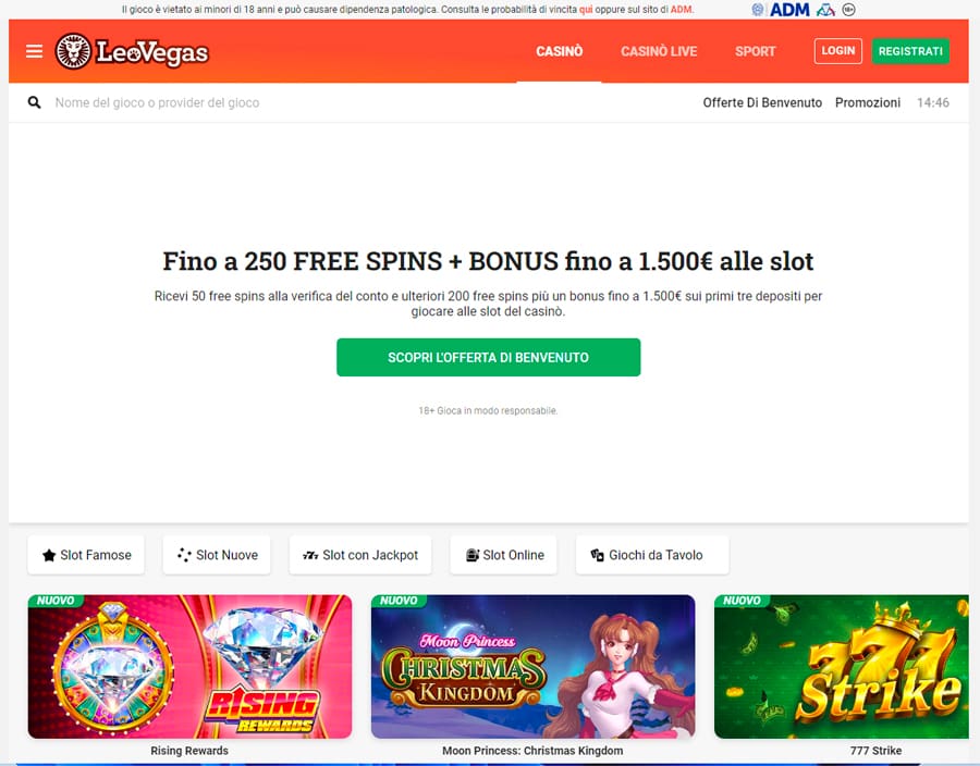 screenshot di leo vegas con ottimi payout slovenia leovegas ottimi payout Slovenia