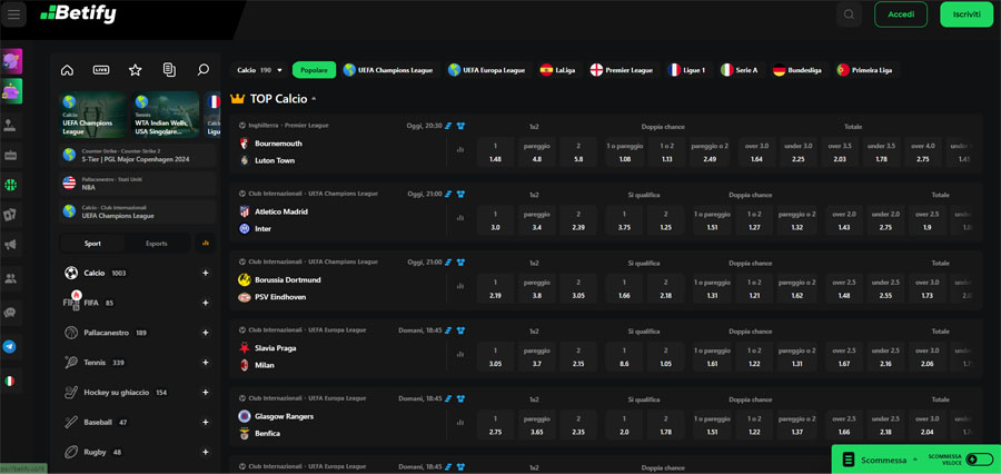 screenshot scommesse betify scommesse betify