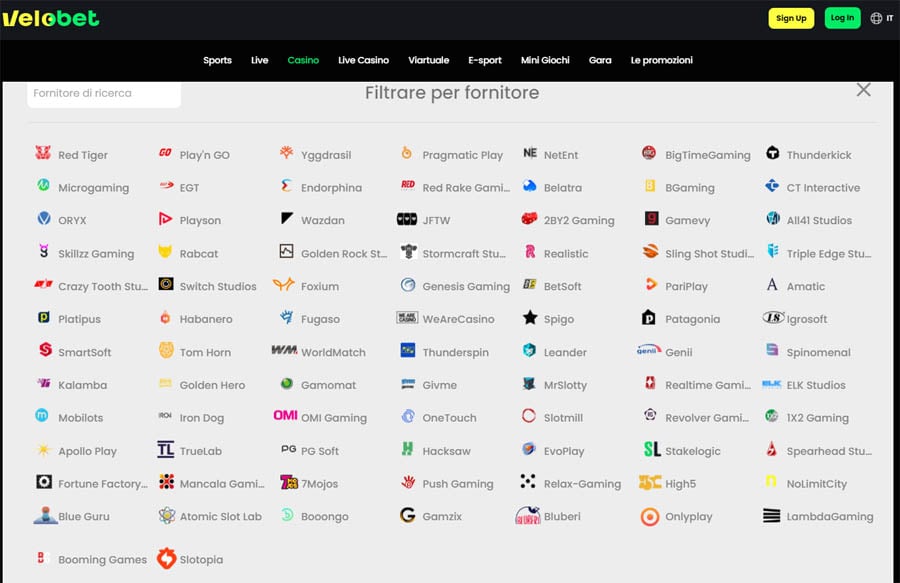 screenshot fornitore velobet fornitore velobet