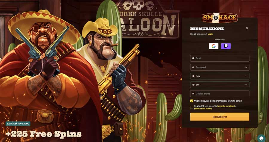 Promozioni regolari bonus benvenuto smokace
