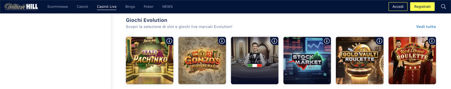 {85} postepay casino giochi evolution william hill