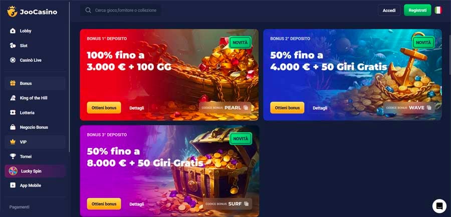 bonus benvenuto joo casino