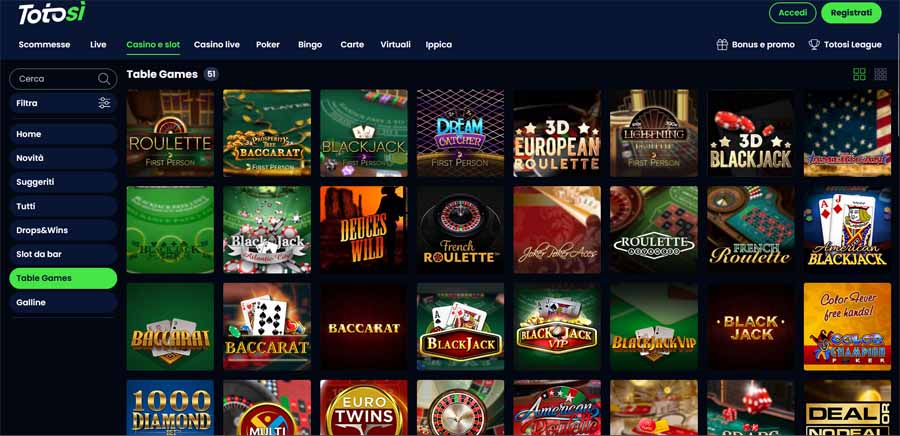 giochi tavolo totosi casino