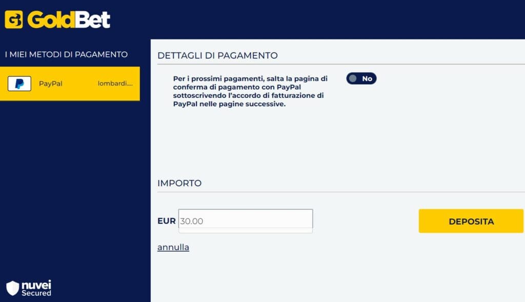 pagamento casinò tramite paypal