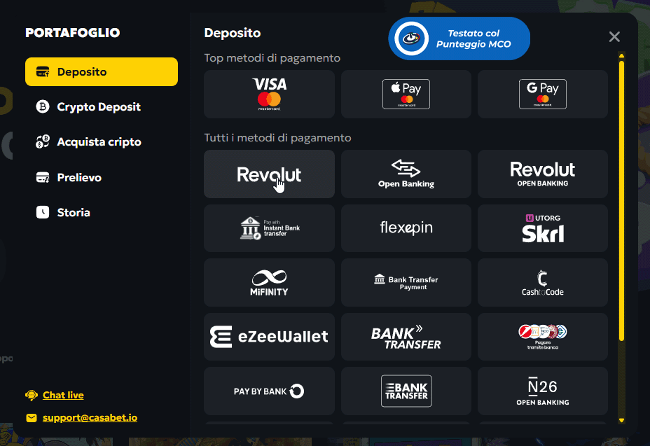 <strong>Servizio Clienti (7%)</strong> metodi pagamento casabet