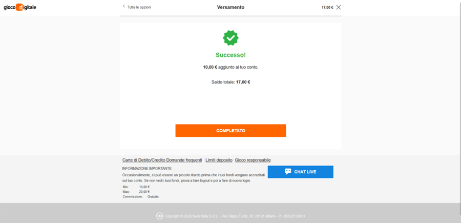 depositi gioco digitale