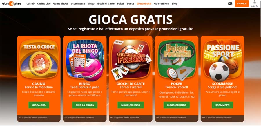 gioca gratis gioco digitale