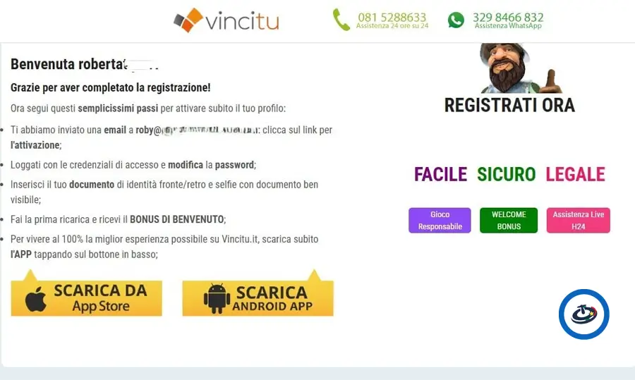 registrati vincitu registrati vincitu