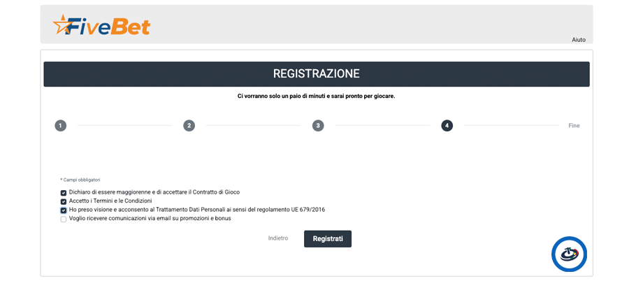 registrazione fivebet