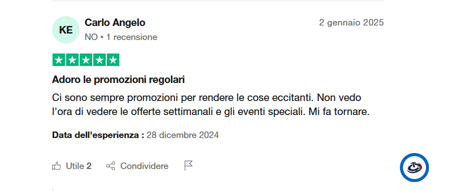 Recensione su Trustpilot relativa a RollingSlots
