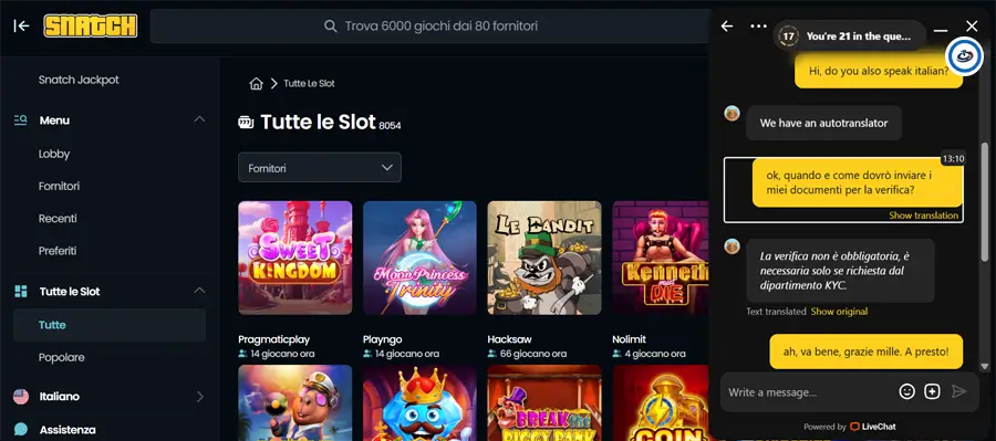 servizio clienti snatch casino servizio clienti snatch casino